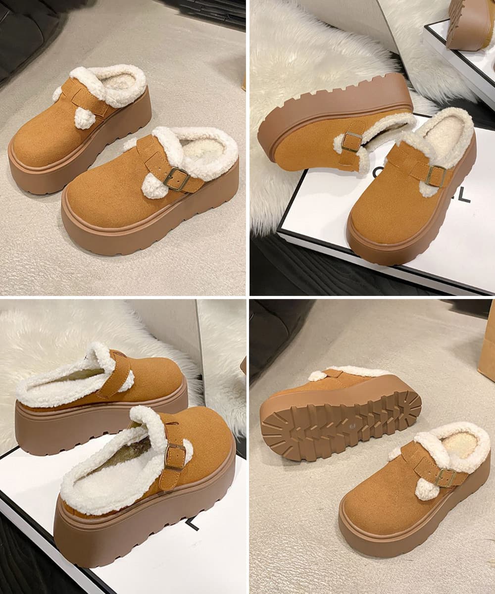 レディーススリッポン ボア厚底モカシン 冬用サボシューズ