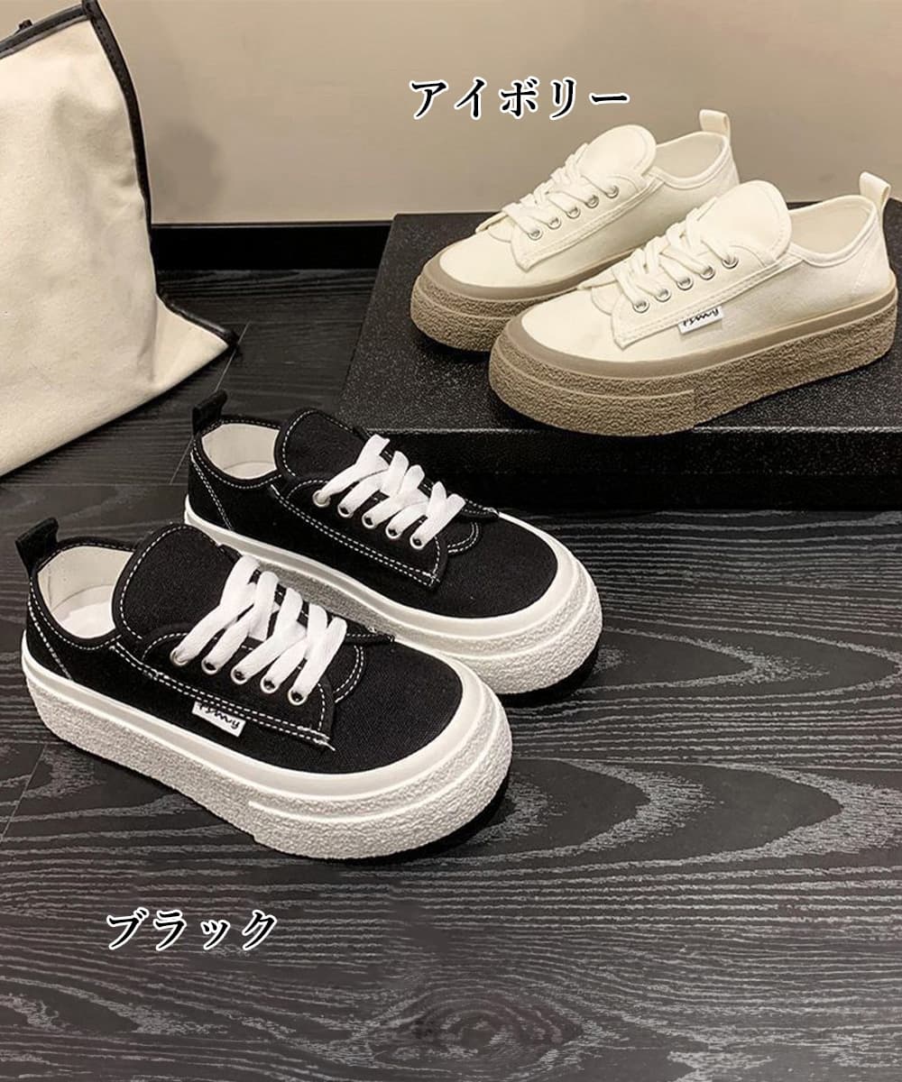 レディーススリッポン 厚底キャンバススニーカー ローカット