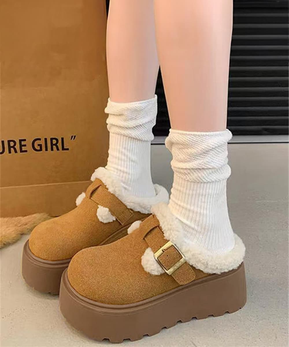 レディーススリッポン ボア厚底モカシン 冬用サボシューズ