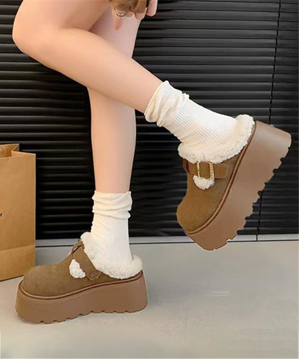 レディーススリッポン ボア厚底モカシン 冬用サボシューズ