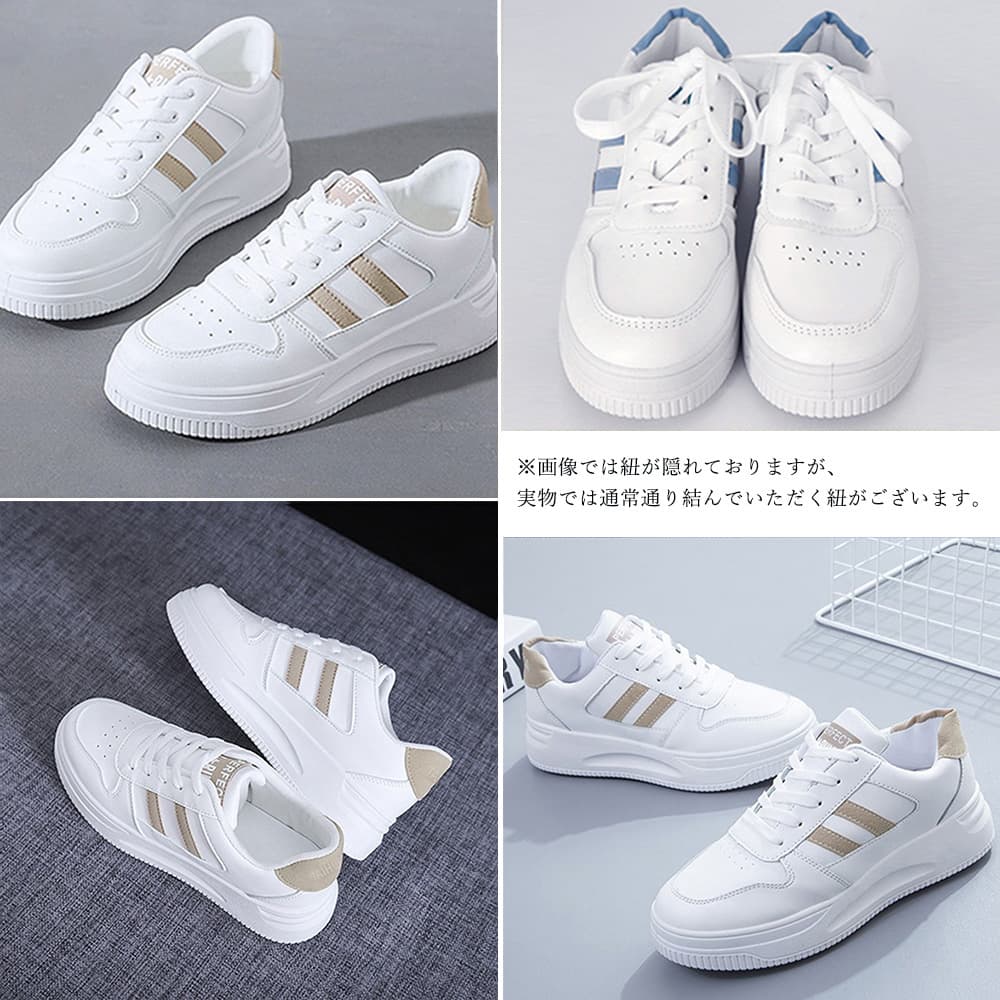 レディーススリッポン 厚底ローカット白スニーカー 韓国風
