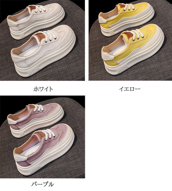 レディーススリッポン 厚底レザー 通気性抜群 美脚効果 4センチ身長アップ