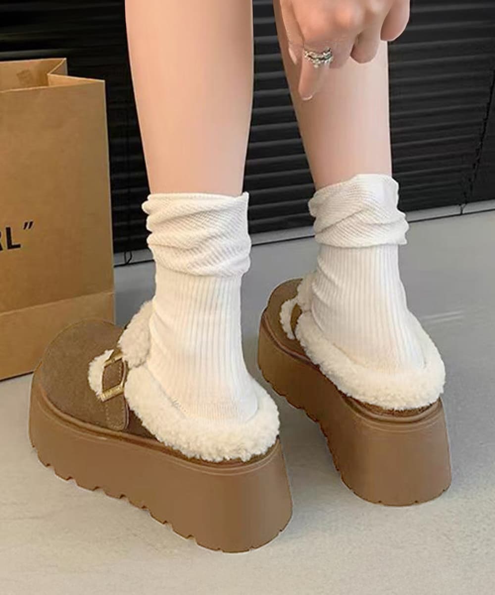 レディーススリッポン ボア厚底モカシン 冬用サボシューズ