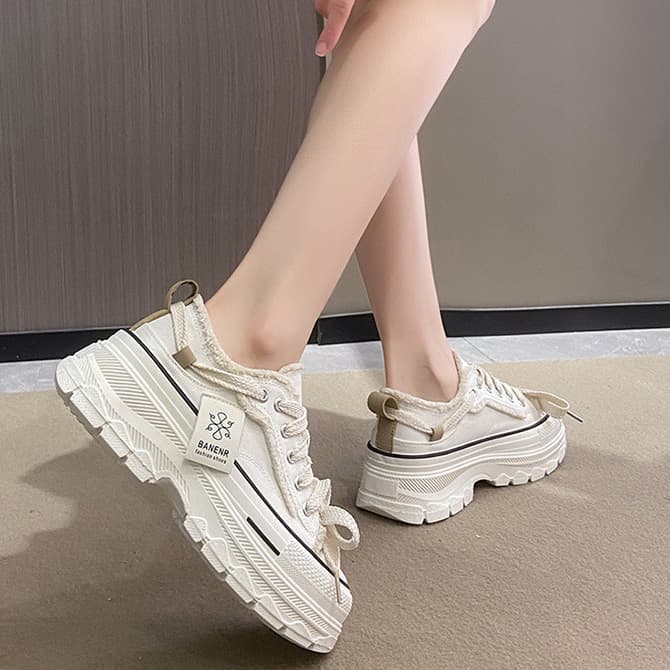 レディーススリッポン フリンジ付き厚底スリッポン