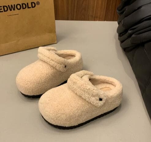 レディーススリッポン ボア付き暖か 厚底
