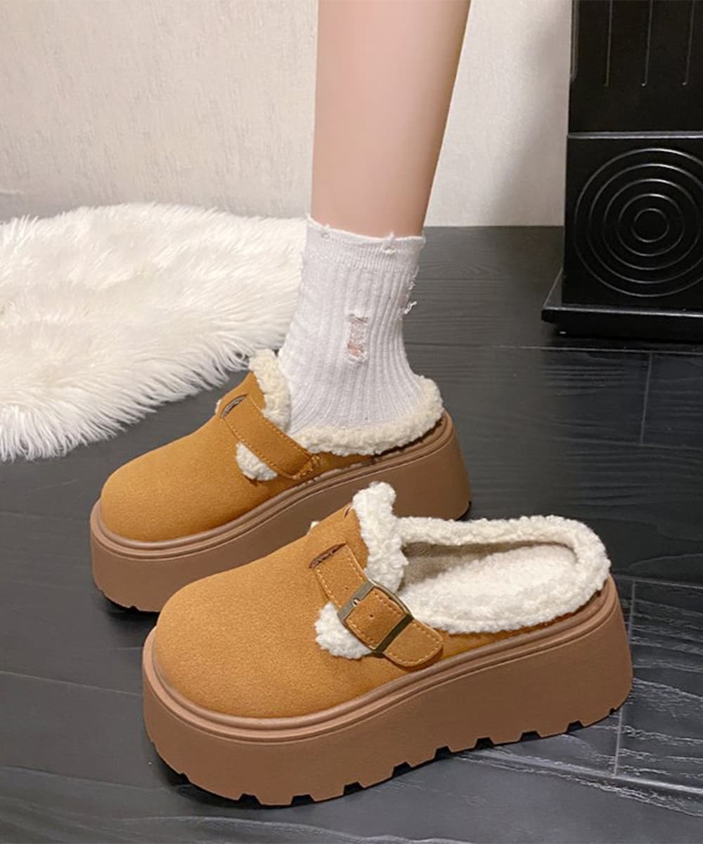 レディーススリッポン ボア厚底モカシン 冬用サボシューズ