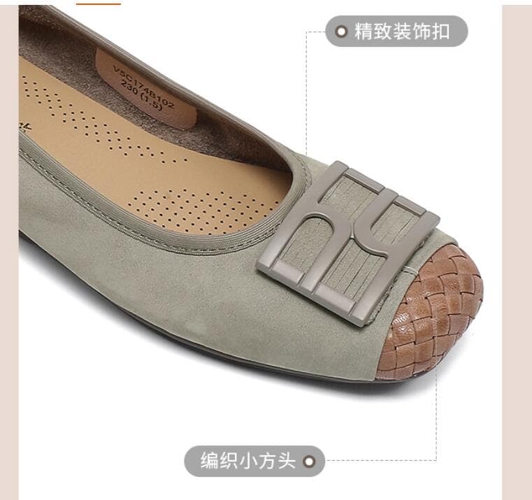 レディーススリッポン 高品質 四角飾り付き二色展開