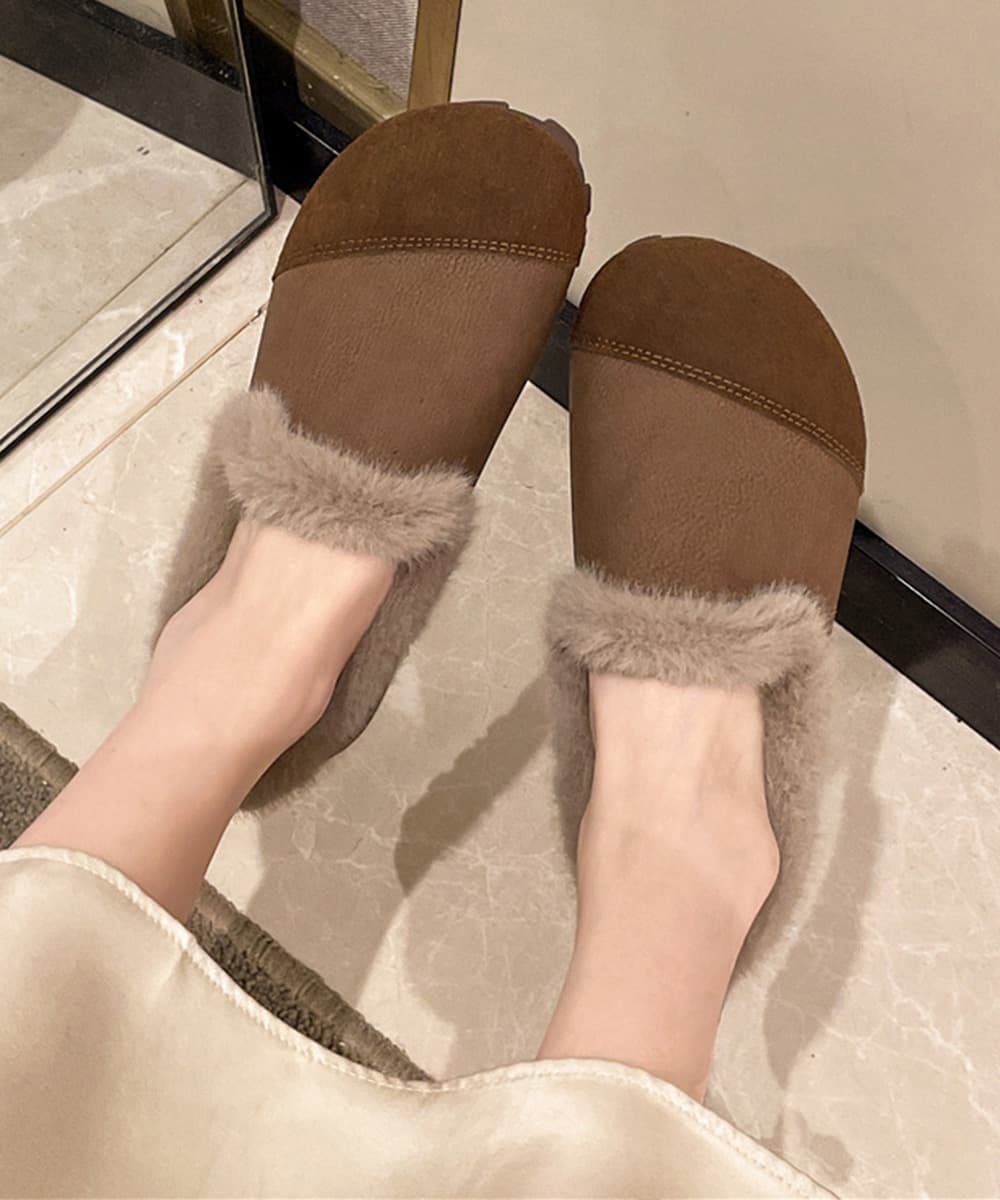 レディーススリッポン 幅広モカシン 女性用 裏起毛 暖かい冬用履物